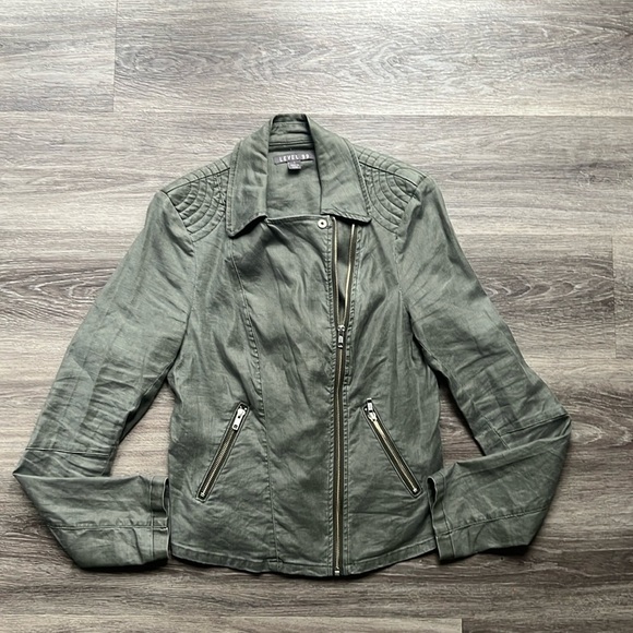Anthropologie X Level 99 Women’s Linen Blend Moto Jacket Blazer Size Large - Picture 2 of 13